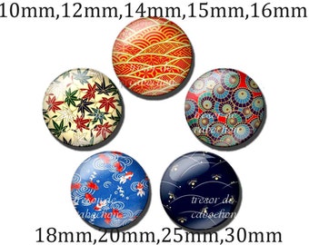 Y396,Flower,color, Japanese pattern, glass Cabochons, handmade. Diameter 10mm 12mm 14mm 15mm 16mm 18mm (10pcs)20mm 25mm 30mm (5pcs)