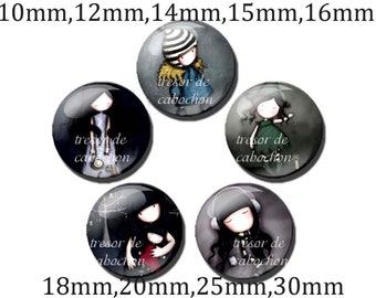 Y233,Girl,Glass Cabochons, handmade. Diameter 10mm 12mm 14mm 15mm 16mm 18mm (10pcs)20mm 25mm 30mm (5pcs)