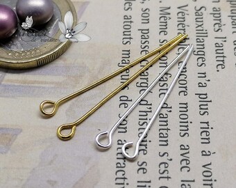 100 stem 30mm eye stems for earring, silver,golden