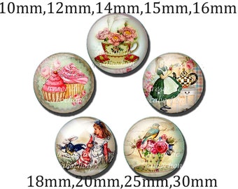 Y429,Retro,Flower,Alice,tea cup,bird, glass Cabochons cake,made by hands.10mm 14mm 14mm 16mm 18mm (10pcs)20mm 25mm 30mm (5pcs)