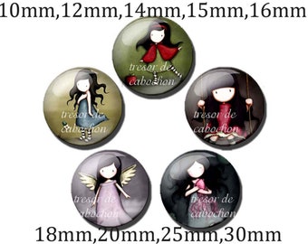 Y240,Girl, Glass Cabochons, handmade. Diameter 10mm 12mm 14mm 15mm 16mm 18mm (10pcs)20mm 25mm 30mm (5pcs)