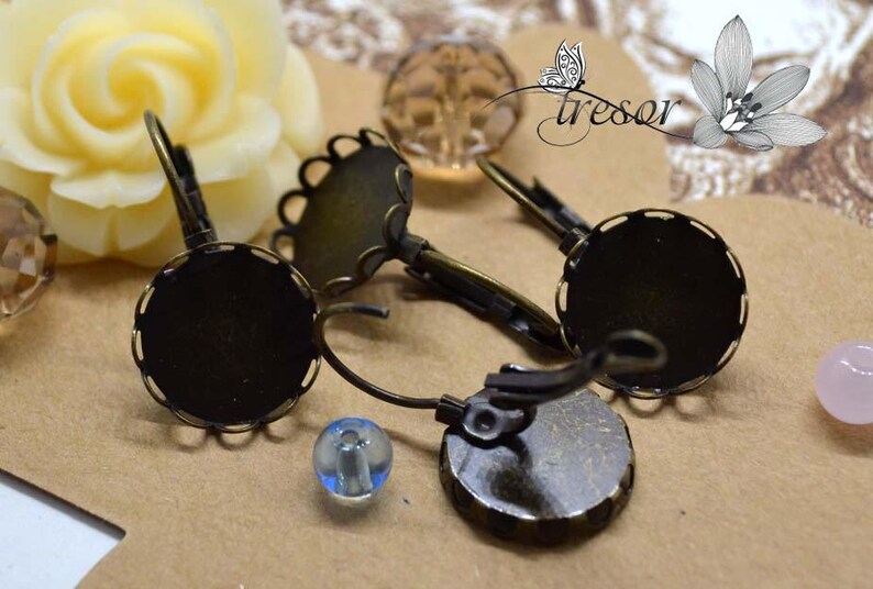 10pcs Support,Loop,Ear,14mm,glass sleeper,bronze round 14mm