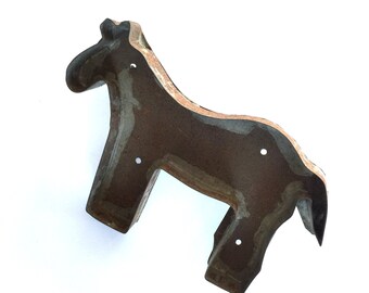 Large Primitive Tin Horse Cookie Cutter Amish 8 1/2 inches Folk Art Baker Gift Farmhouse Decor