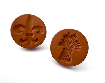 Vintage Ry Craft Cookie Stamp Terracotta Fleur De Lis and Wheat Bunch Scandinavian Christmas Tradition Home Decor