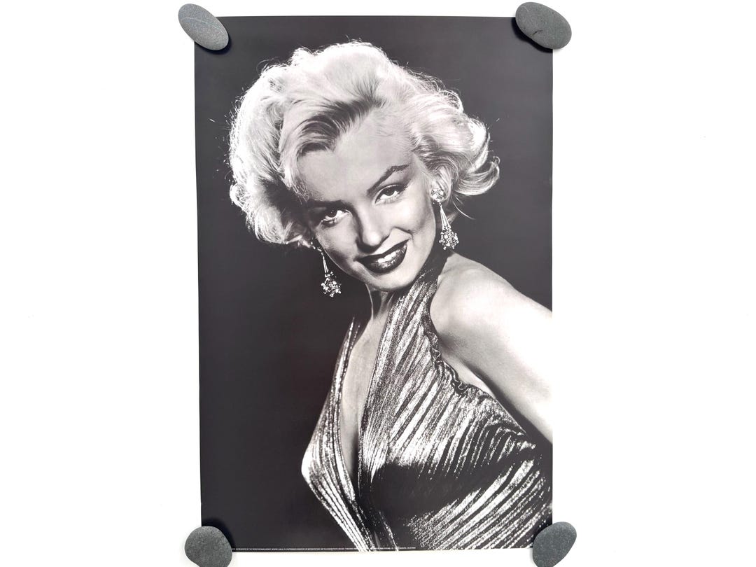 Vintage Large 1990 Marilyn Monroe Poster Lithograph Black and White 24 ...