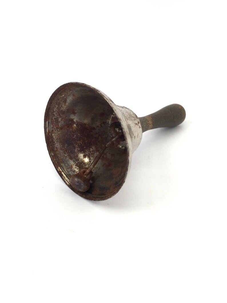 Service Bell Hotel Bell School Bell Dinner Bell Hand Bell Wood Handle Bell Music Toy Farm House Decor Vintage