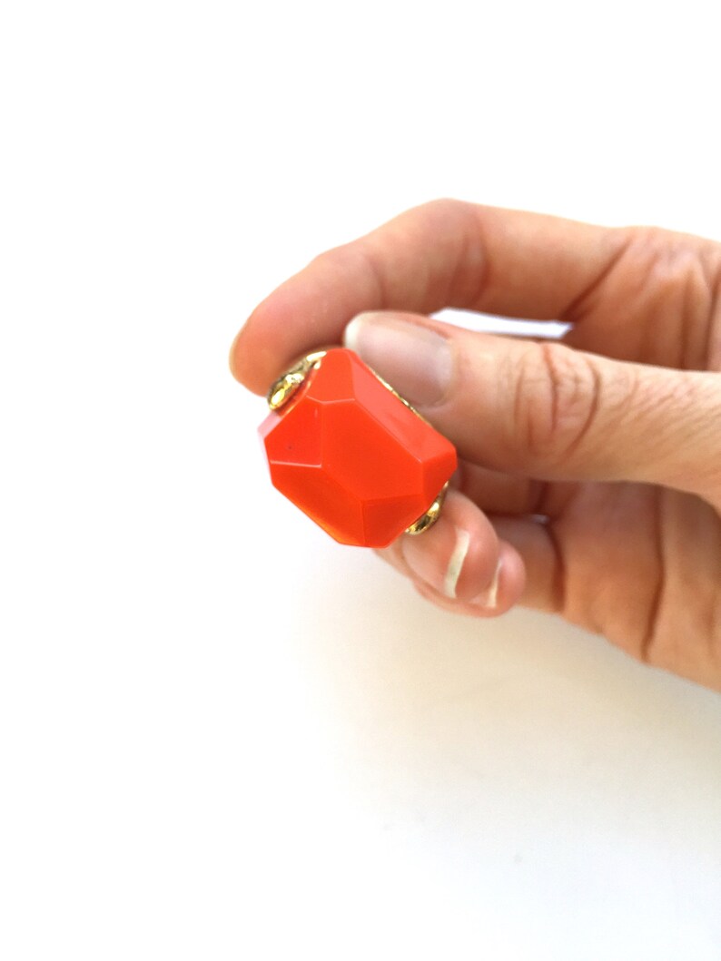 Bakelite Ring Bakelite Jewelry Chunky Orange Ring Orange Pride Syracuse University Vintage Costume Jewelry Orange Multifaceted Stone Gift