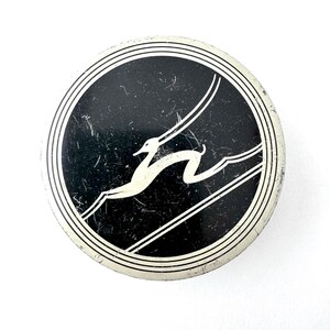 Vintage Pill Box Small Art Deco Style Tin with Antelope Gazelle Design Typewriter Ribbon Box