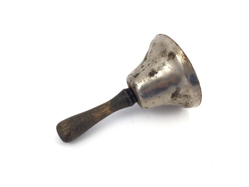 Service Bell Hotel Bell School Bell Dinner Bell Hand Bell Wood Handle Bell Music Toy Farm House Decor Vintage