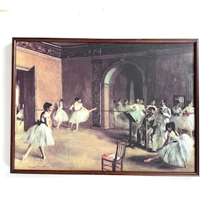 Large Vintage Degas Print “Le Foyer de la danse à Opéra de la rue” Made in Japan Ballet Gift