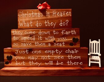 Personalized Cedar Christmas in Heaven Sign, Christmas, Chair, Heaven, Christmas in Heaven, Can be personalized, Loved One, Memory Piece