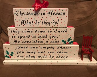 Christmas, Chair, Heaven, Christmas in Heaven, Can be personalized, Loved One, Memory Piece, Table Top Piece, Center Piece