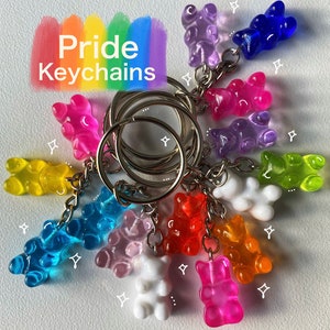LGBTQ+ Pride Flag Gummy Bear Keychain, Subtle Pride, Bisexual, Genderqueer, Lesbian, Pansexual, Transgender, Custom, Pride Month