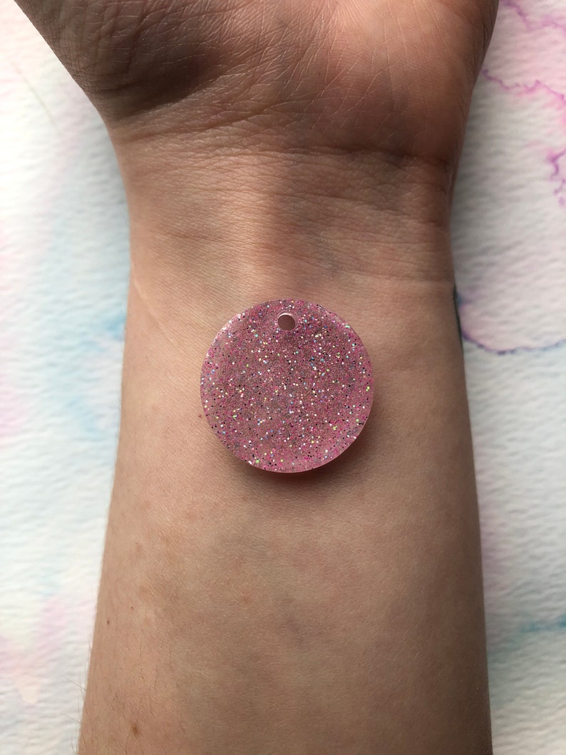 Pink Glitter Resin Pendant Keychain