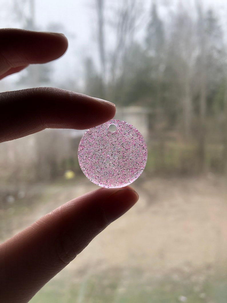 Pink Glitter Resin Pendant Keychain