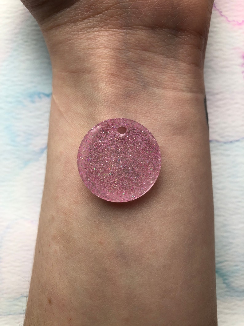 Pink Glitter Resin Pendant Keychain