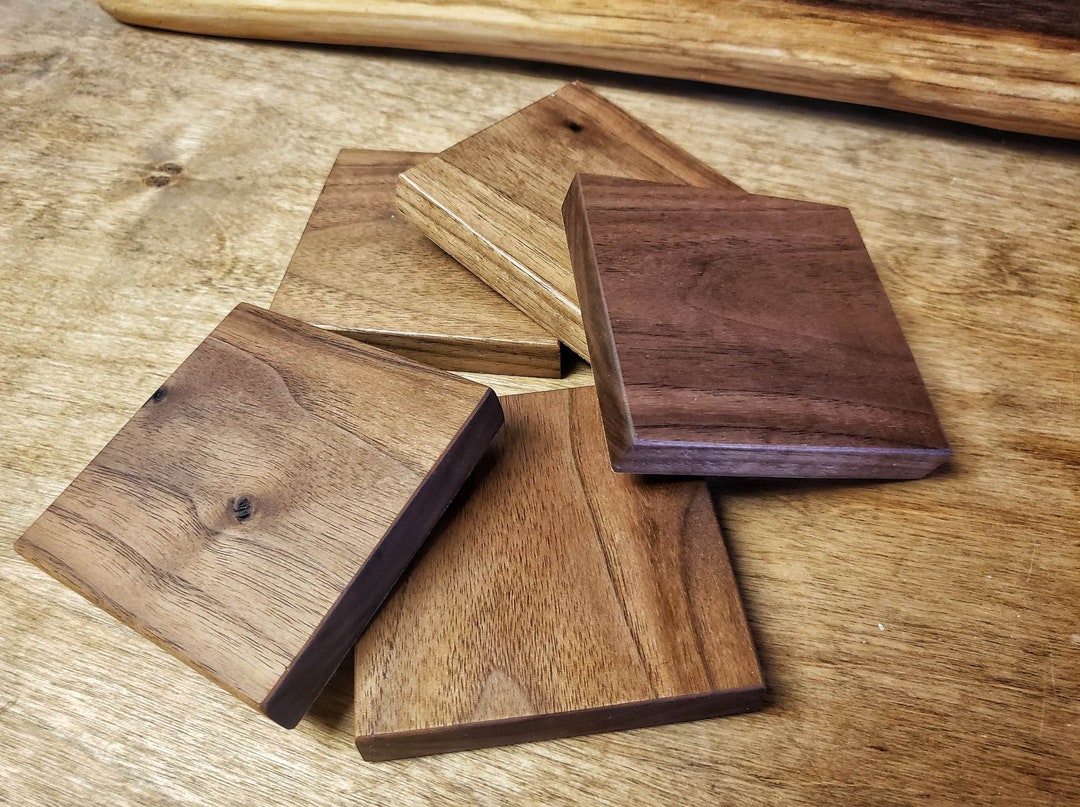 Black Walnut Wood Coasters L Cork Bottoms L Sold per Coaster L Cabin L