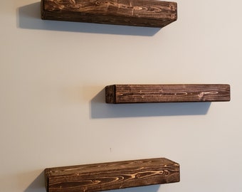 Rustic Distressed Faux Barn Beam Shelf: Handcrafted Pine Mantel