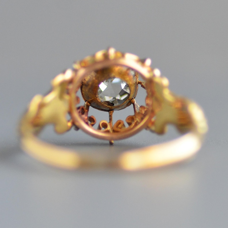 Antique Georgian Period Rose Cut Diamond Solitaire Ring in 18k Gold - Etsy