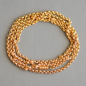 Antique Georgian period 33.25" rare granulated pattern long belcher chain necklace in 9k gold, 18k gold