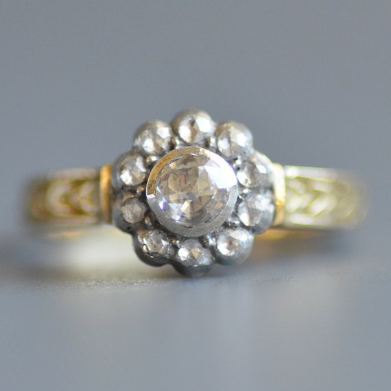 Antique Georgian period rose cut diamond ring mar… - image 1