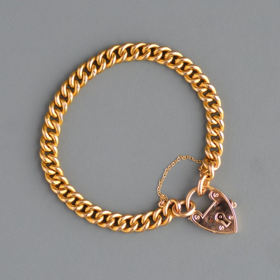 Antique Victorian/Edwardian curb link heart padloc