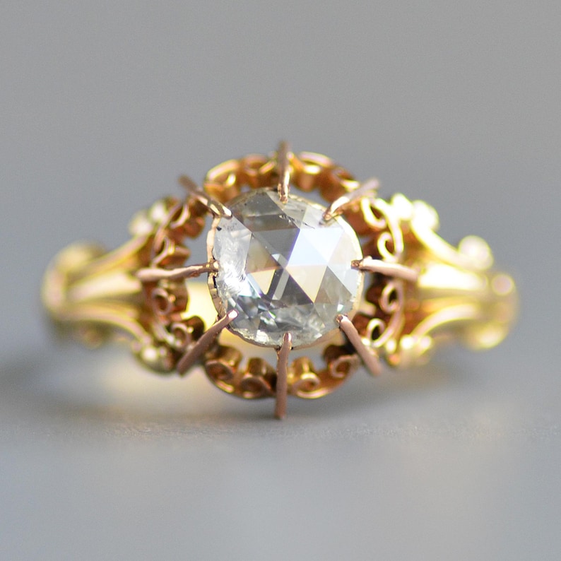 Antique Georgian Period Rose Cut Diamond Solitaire Ring in 18k Gold - Etsy
