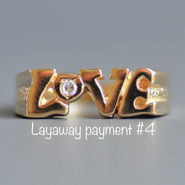 SOLD SOLD Layaway payment #4 - Vintage diamond "LOVE" ring in 14k gold