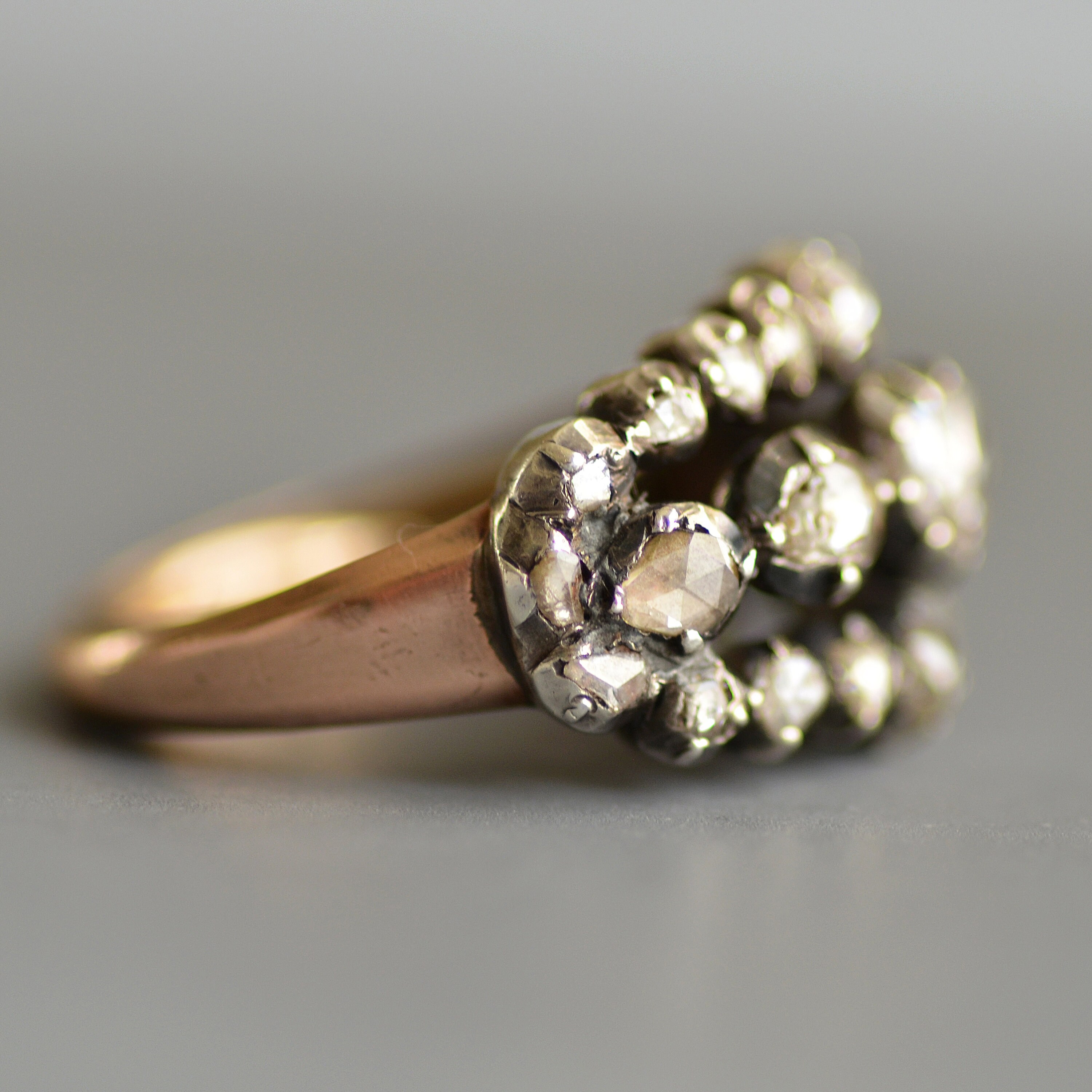 Antique Georgian Era Triple Row 3.50 Ctw Rose Cut Diamond Ring in ...