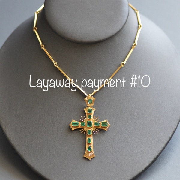 SOLD SOLD Layaway payment #10 - Antique Renaissance style 4.80 ctw natural emerald cross pendant set in 18k gold