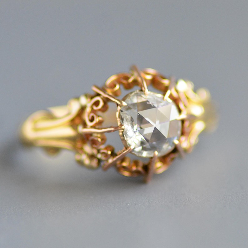 Antique Georgian Period Rose Cut Diamond Solitaire Ring in 18k Gold - Etsy