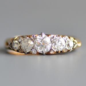 Antique Victorian period .65 ctw old mine cut diamond 5-stone ring in 18k gold