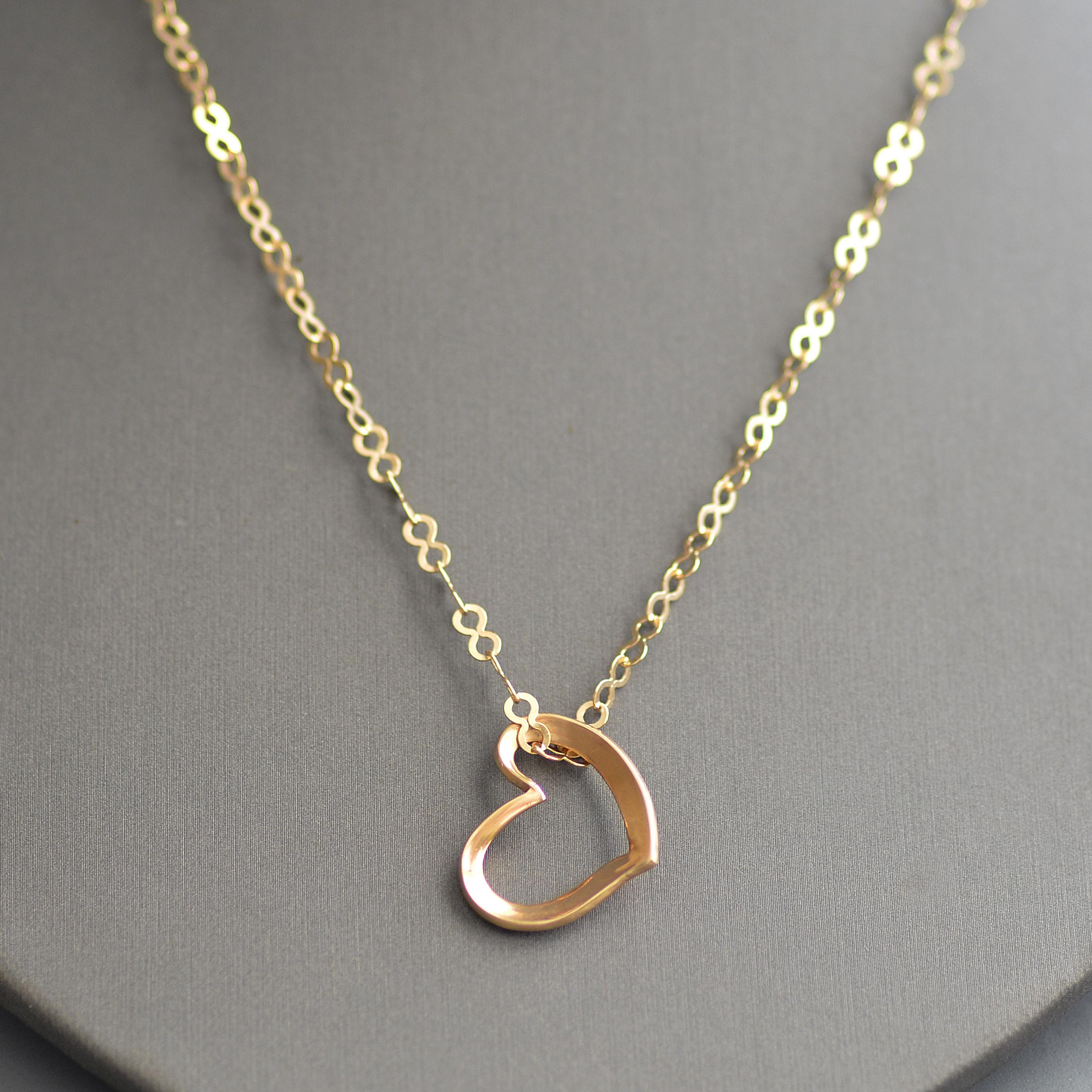 Vintage Open Heart Pendant Necklace on Lovers Knot/infinity