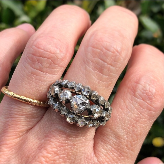 Antique Georgian 1.80 Ct Diamond Cluster Ring | Antique Velvet Gloves