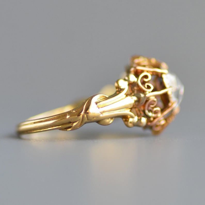Antique Georgian Period Rose Cut Diamond Solitaire Ring in 18k Gold - Etsy