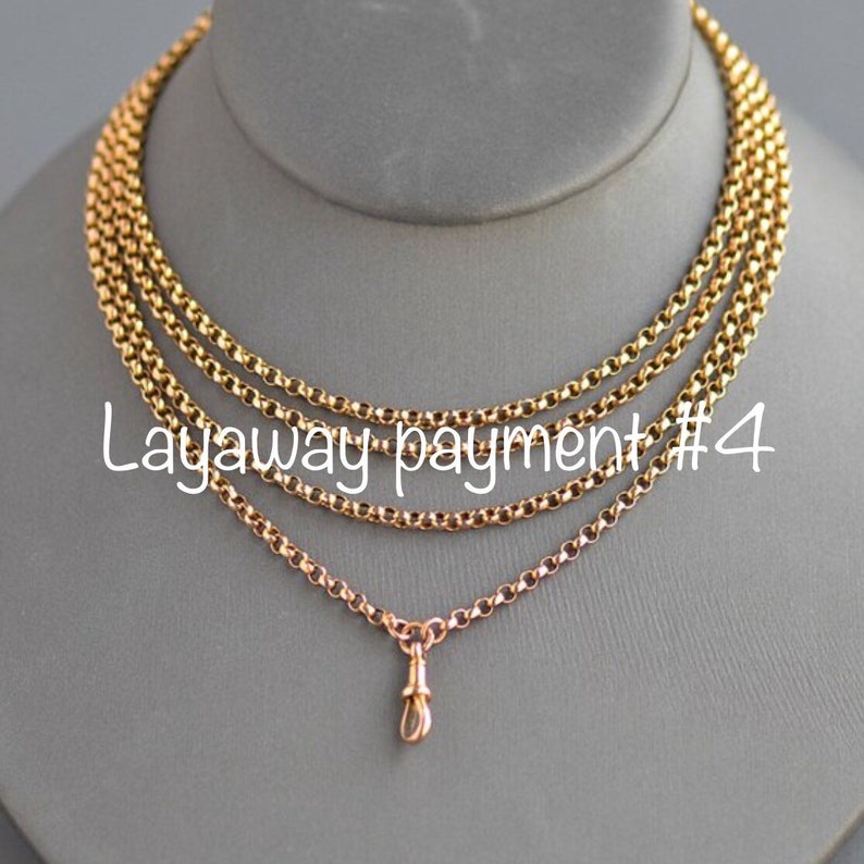 SOLD Layaway payment #4 Antique Victorian Era 56 softly faceted belcher link muff chain with dog clip in 9k gold