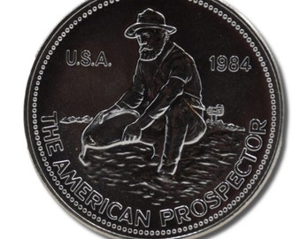 1 oz .999 pure Silver Coin Engelhard The American Prospector, silver investment, silver coin, 1984