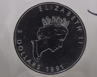 1991 Canada Authentic Silver 1oz Coin UK Queen Elizabeth II Silver Investment, Cananda Maple Leaf Silver