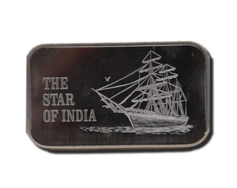 1 oz .999 pure Silver Bar Star of India, silver investment, silver Bar, Gift For Him, Investment Gift