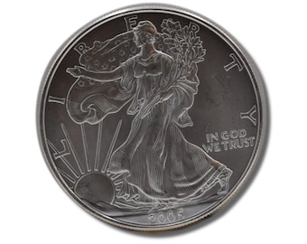 Silver Coin, 1 Oz Silver Coin, 2005 Silver Coin, 2005 Silver Eagle, Silver Investment, Silver American Eagle, 2005 Eagle, Silver Gift