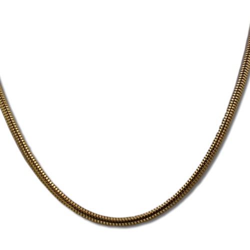 Gift for Her, Choker Necklace, Vintage 14K Solid Yellow Gold Snake Chain Choker Necklace for Women, Girl, Lady