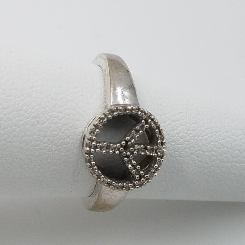 Peace Ring Perfect Gift\u2013 Free Shipping! Gold Ring 10K Solid White Gold Hand Made Designer Size 5 Peace Ring for Her
