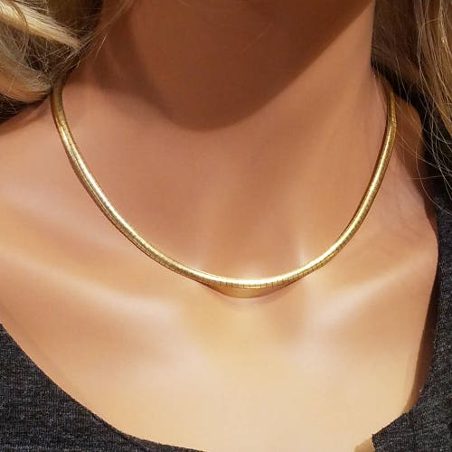 Omega Necklace, Gold Women Necklace, Women Omega Necklace– 18K Solid Yellow Gold Omega Necklace, Gift for Her - Free Shipping