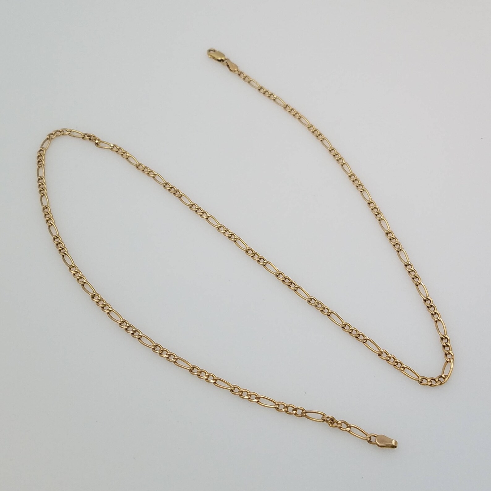 Gold Necklace Figaro Necklace 14K Solid Hollow Gold Figaro Etsy