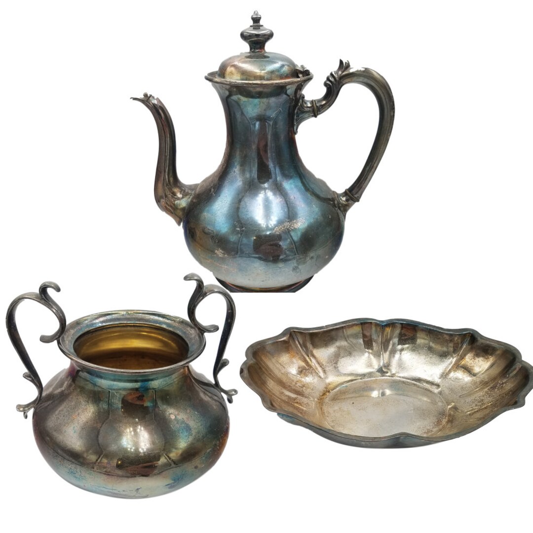 Antique Sterling Silver Tea Set, Sterling Silver Tea Pot, Sterling