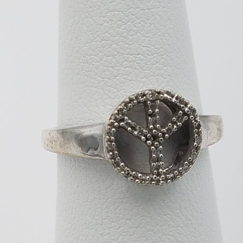 Peace Ring Perfect Gift\u2013 Free Shipping! Gold Ring 10K Solid White Gold Hand Made Designer Size 5 Peace Ring for Her