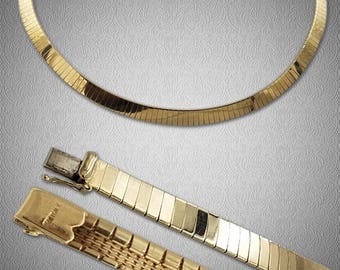 Glamorous Handmade 14k Solid Gold Vintage Classy Herringbone Necklace for Men 32 Grams, 16.5" Long, 6mm Wide