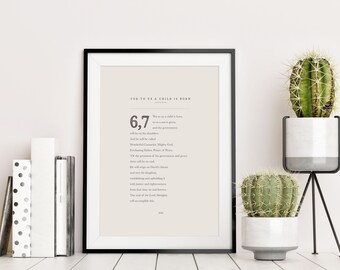 Isaiah 9:6 Print Instant Download | Scripture Print | Bible Verse Art | Digital Art | Christmas Decor | Scripture Art | A Child is Born
