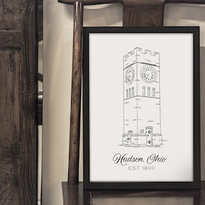 Hudson Ohio Clocktower Print | Hudson OH | Clocktower | 44236 | Hudson Ohio Gift | Hudson Ohio New Homeowner