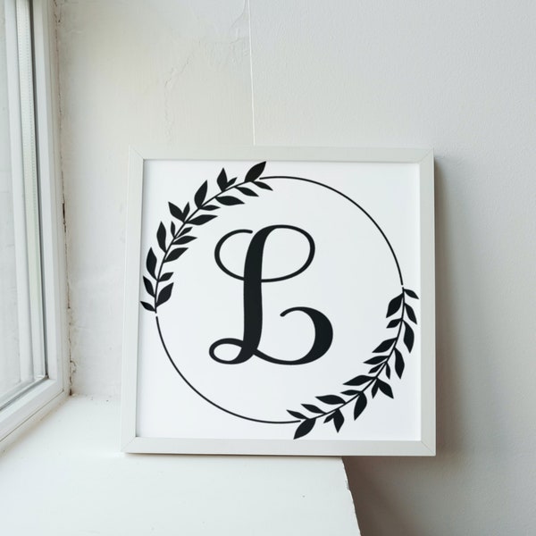 wreath monogram decal